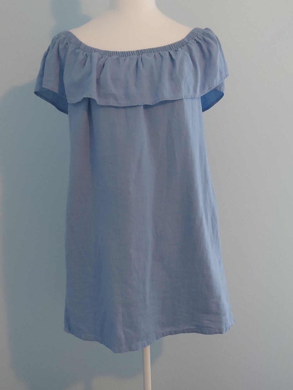Tommy Bahama Light Blue Off-Shoulder Ruffle Dress